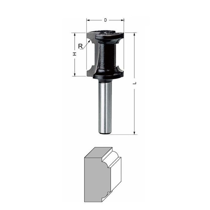 Delver Listprofilfräs Ø22 mm – 22x26xR3,2x60, skaft 8 mm
