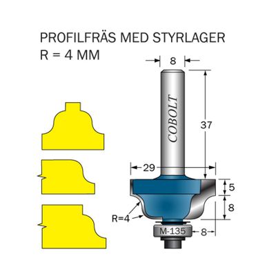 Cobolt Profilfräs dubbelradie D29 R4 S8
