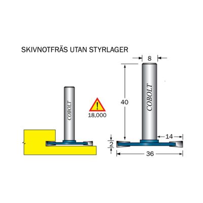 Cobolt Skivnotfräs L2 D36 S8