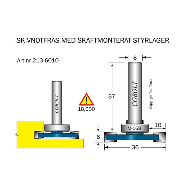 Cobolt Skivnotfräs L6 F10 D36 S8