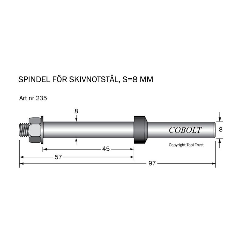 Cobolt Spindel skivnotstål S8 TL97