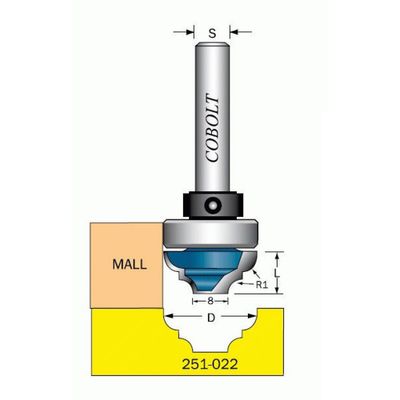 Cobolt Spegeldekorfräs D22 R3,2 S8