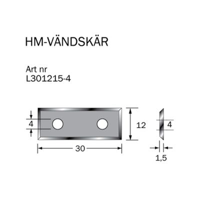 Cobolt HM-vändskär 29,5x12x1,5 mm