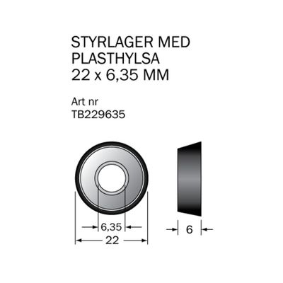 Cobolt Kullager TB229635 22x6,35 mm med vinklad plasthylsa