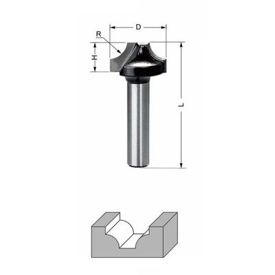 Delver Dekorfräs Ø20 mm – 20x11,1xR6x45, skaft 8 mm
