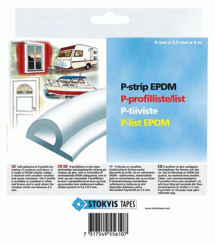 Stokvis P-list EPDM vit 9 x 5,5 mm x 6 m