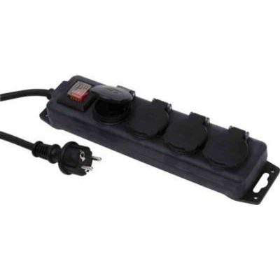 Gelia Grenuttag 4-vägs Jordat med Brytare 3 m H07RN-F 3G1,5 mm² IP44