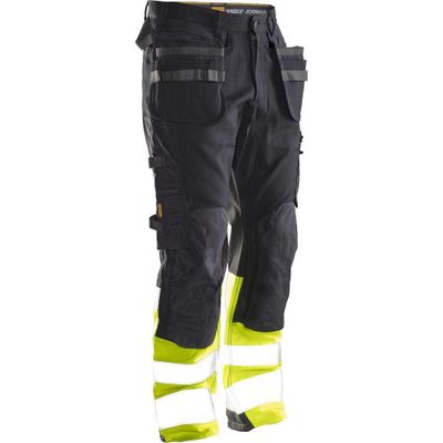 Jobman Varsel Hantverksbyxa 2134 Core Stretch Klass 1 Svart/Gul D96