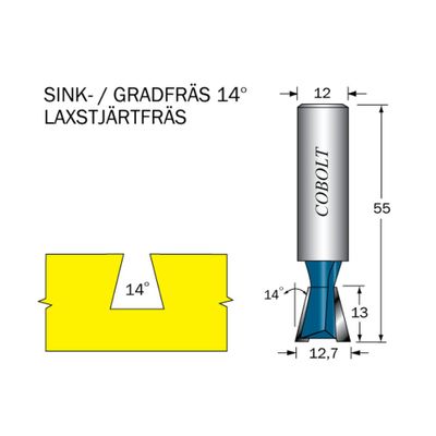 Cobolt Sinkfräs 14° D12,7 L13 S12