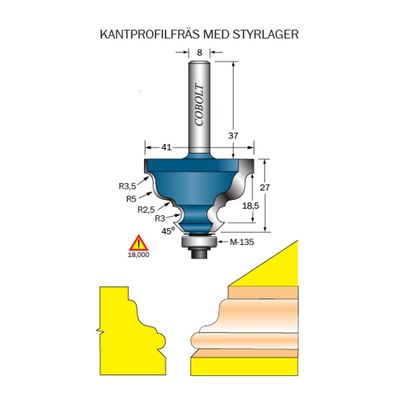 Cobolt Kantprofilfräs 4 radier D41 S8
