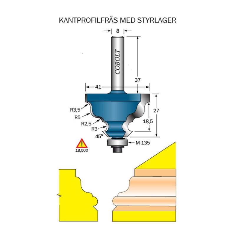 Cobolt Kantprofilfräs 4 radier D41 S8