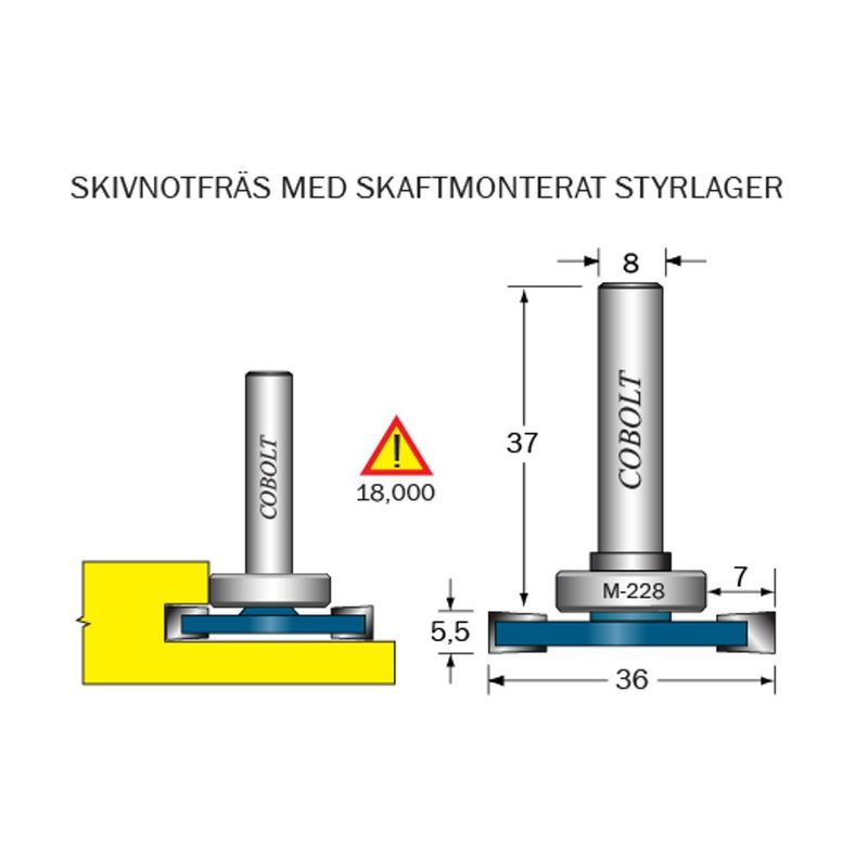 Cobolt Skivnotfräs L5,5 F7 D36 S8