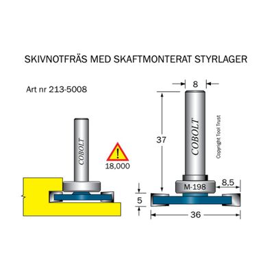 Cobolt Skivnotfräs L5 F8,5 D36 S8