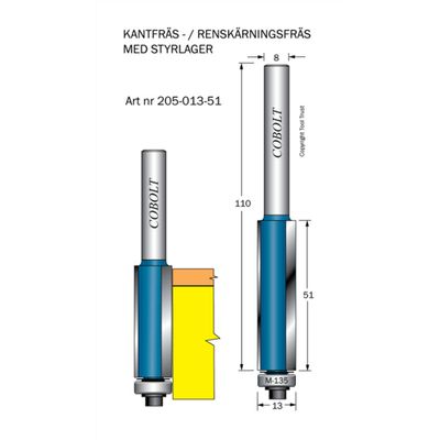 Cobolt Kantfräs D13 L51 TL110 S8