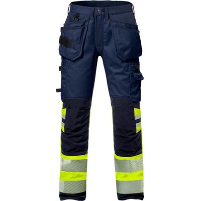 Fristads Varsel Hantverkarbyxa Stretch 2706 PLU, klass 1 Varsel Gul/Marinblå C44