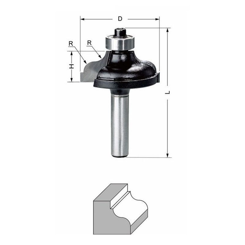 Delver Kantprofilfräs Ø35 mm – 35x14,3xR4,8x57, skaft 8 mm