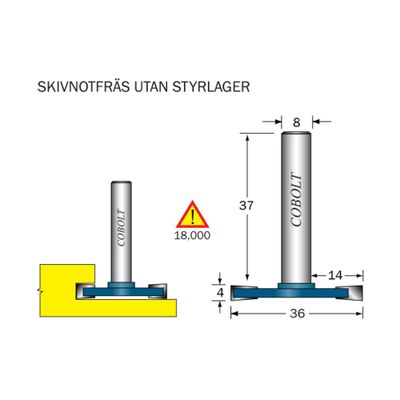 Cobolt Skivnotfräs L4 D36 S8 utan lager