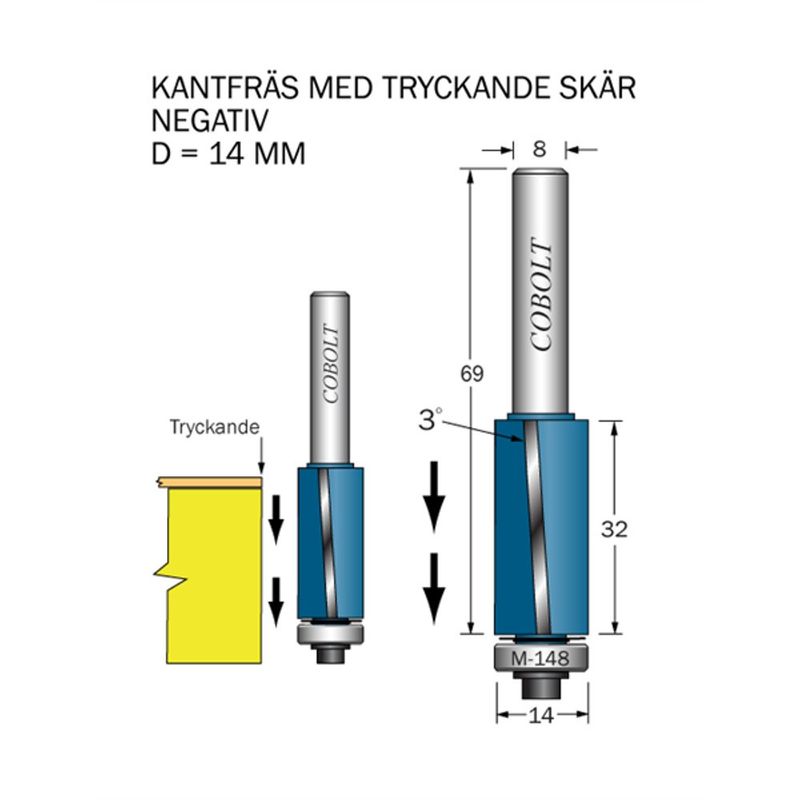 Cobolt Kantfräs negativ D14 L32 S8