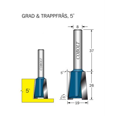 Cobolt Trappfräs 5° D19 L26 S8