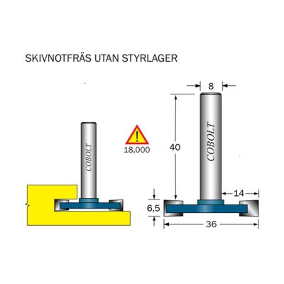 Cobolt Skivnotfräs L6,5 D36 S8 utan lager