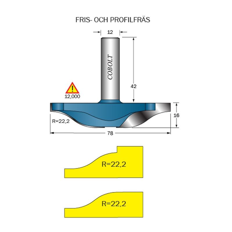 Cobolt Frisfräs R22,2 D78 L16 S12