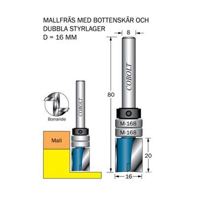 Cobolt Mallfräs 2 lager D16 L20 S8