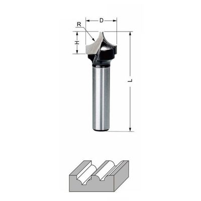 Delver Mallfräs Ø14 mm – 14x10xR6x44, skaft 8 mm