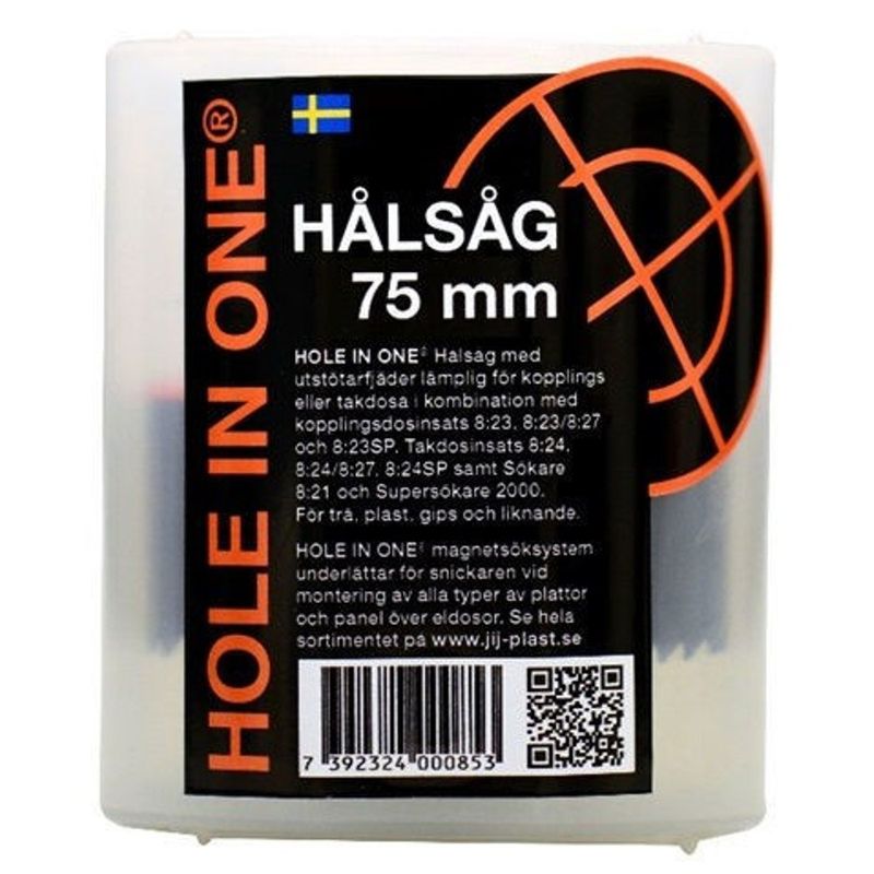Hole in One Hålsåg 75 mm med hållare och utstötarfjäder