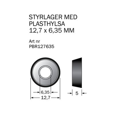 Cobolt Kullager PBR127635 12,7x6,35 mm med vinklad plasthylsa