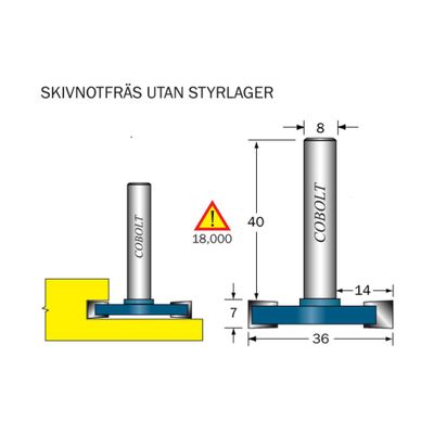 Cobolt Skivnotfräs L7 D36 S8 utan lager