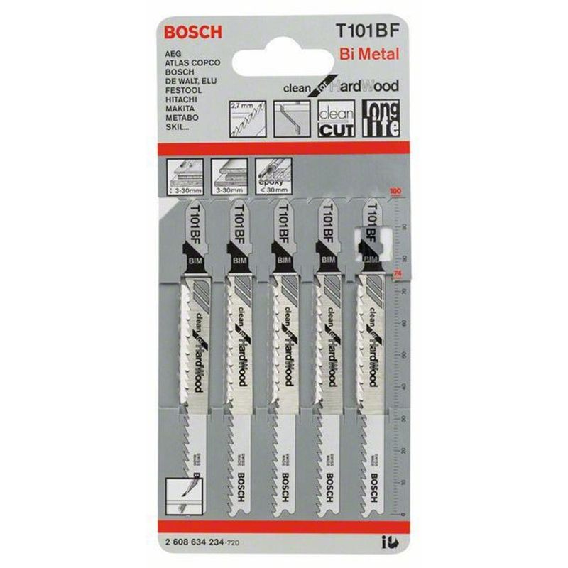 Bosch T101BF Sticksågsblad 5-P (Hårda träslag)