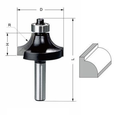 Delver Avrundningsfräs R20 Ø52,7 mm – D=52,7 H=25 L=69 R=20, skaft 8 mm – bild 2