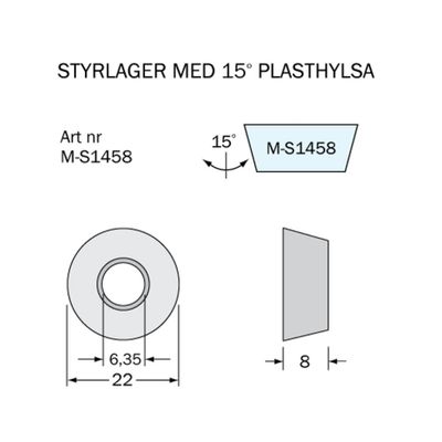 Cobolt Kullager M-S1458 5/8x1/4 tum med 15° plasthylsa