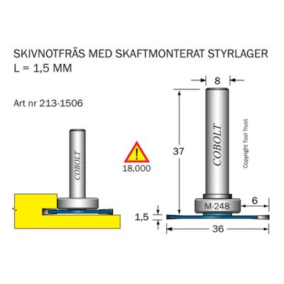 Cobolt Skivnotfräs L1,5 F6 D36 S8