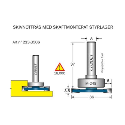 Cobolt Skivnotfräs L3,5 F6 D36 S8