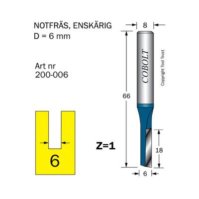 Cobolt Notfräs D6 L18 TL65 S8