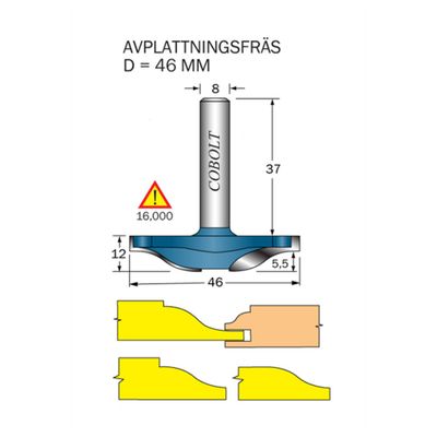 Cobolt Frisfräs D46 R12,7 L9 S8
