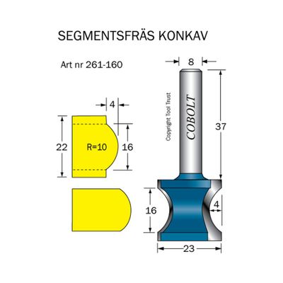 Cobolt Segmentfräs konkav D23 L16 S8