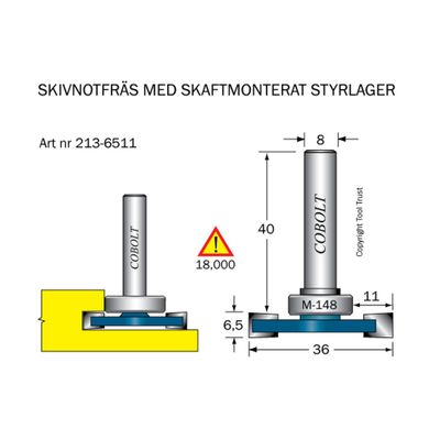 Cobolt Skivnotfräs L6,5 F11 D36 S8