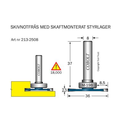Cobolt Skivnotfräs L2,5 F8,5 D36 S8