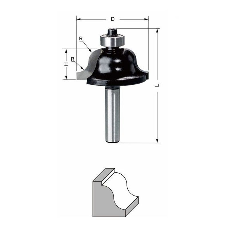 Delver Profilfräs Ø38,1 mm – 38,1x19xR6,4x62, skaft 8 mm