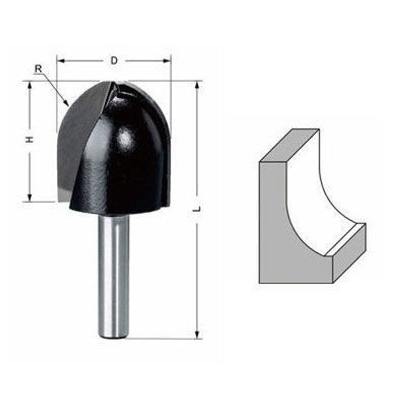 Delver Frisfräs Ø28,6 mm – 28,6x31,8x66, skaft 8 mm