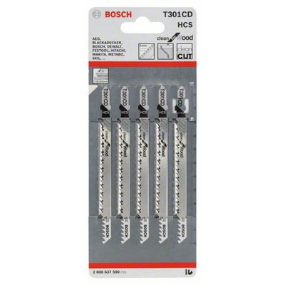 Bosch T 301 CD Clean for Wood sticksågblad, 5 st