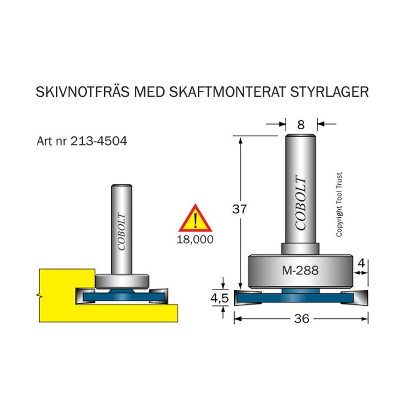 Cobolt Skivnotfräs L4,5 F4 D36 S8