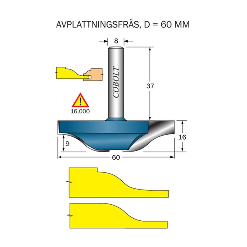 Cobolt Frisfräs D60 L17/9 S8