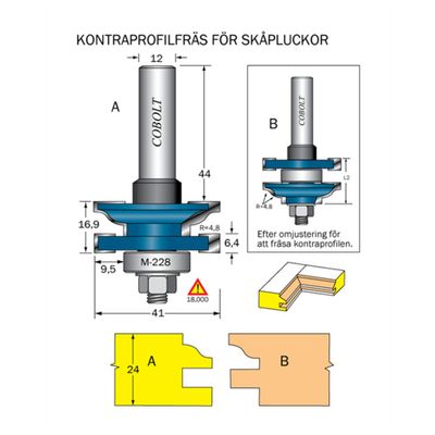 Cobolt Kontraprofilfräs R4,8 D41 not 6,4 S12 (326-003)