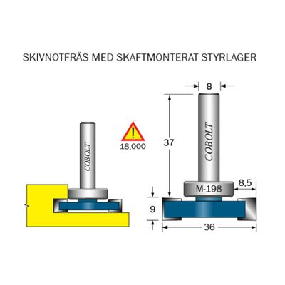 Cobolt Skivnotfräs L9 F8,5 D36 S8