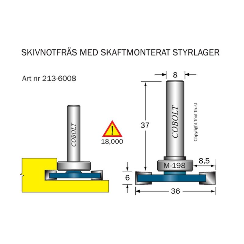 Cobolt Skivnotfräs L6 F8,5 D36 S8