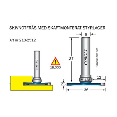 Cobolt Skivnotfräs L2,5 F12 D36 S8