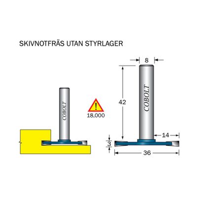 Cobolt Skivnotfräs L3 D36 S8